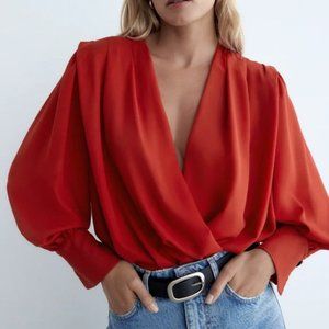 NWOT Zara Wrap Blouse Bodysuit